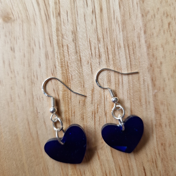 Brand new 925 silver Blue heart earrings - Picture 3 of 4